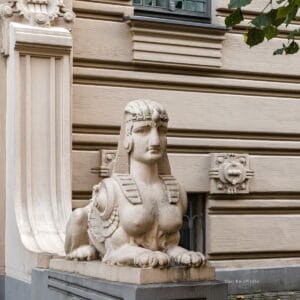 Sphinx Alberta street 2a, Riga Art Nouveau facade Mikhail Eisenstein